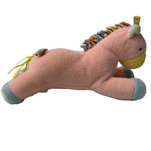 Russ Berrie Pink Unicorn Plush 6.5" Baby Toddler Stuffed Animal Squeaker Toy - Picture 12 of 14